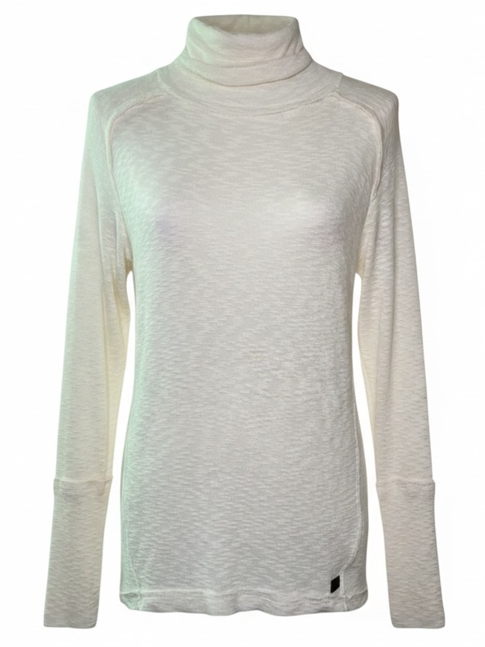 Peace Love World-White Slub Turtleneck Raw Edge Top “Live in Love” SZ XS